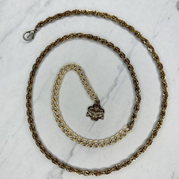 Gold Tone Chain Belt Rhinestone Charm Y2K Medium/Large (M/L) ✨ - Picture 1 of 8